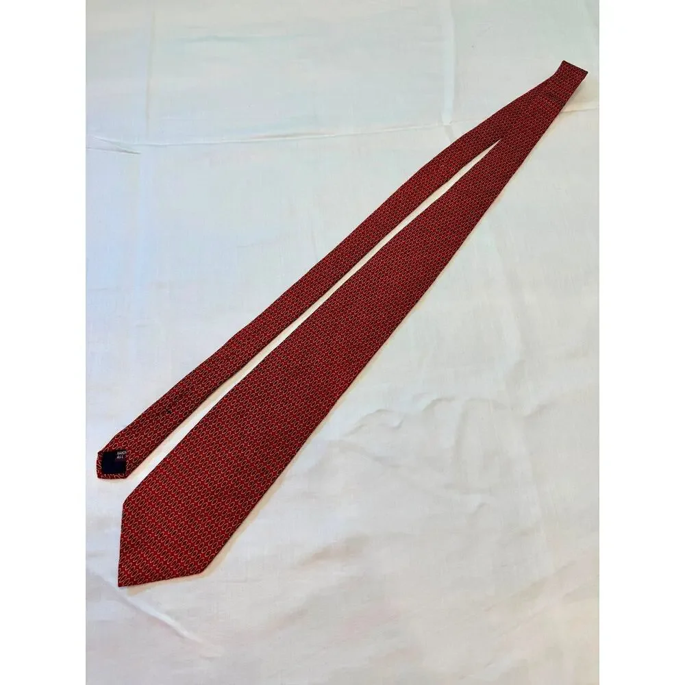 Vintage 90s Umberto Bossi Roma Milano Red Geometric Silk Tie Handmade